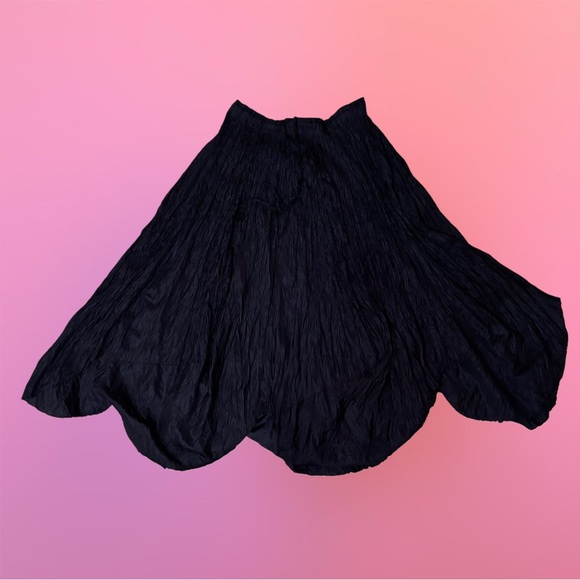 Ray London Elegant Fairy Dark Blue Navy Crinkled Maxi Skirt w/ Petal Hem - Picture 8 of 16